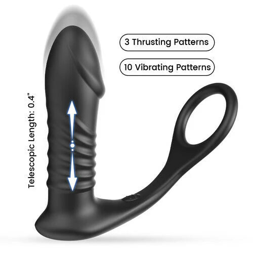 10 Thrilling Vibration 3 Thrusting Remote Control Cock Ring Anal Vibrator