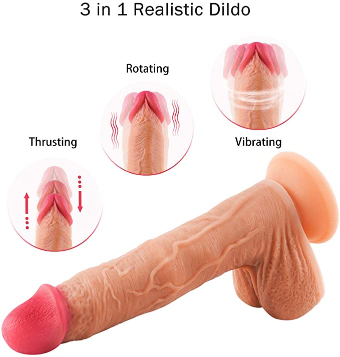 Thrusting & Rotating Realistic Dildo (Size: 8.7 Inch)