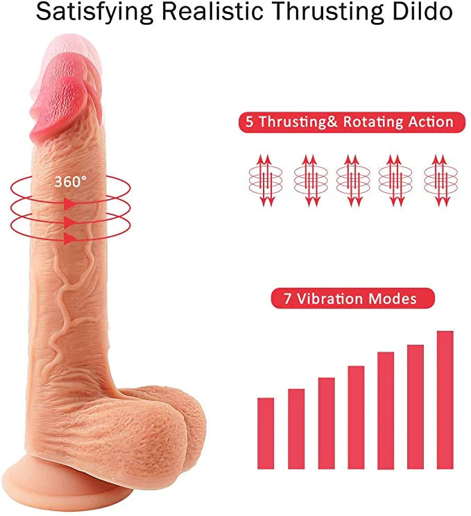 Thrusting & Rotating Realistic Dildo (Size: 8.7 Inch)