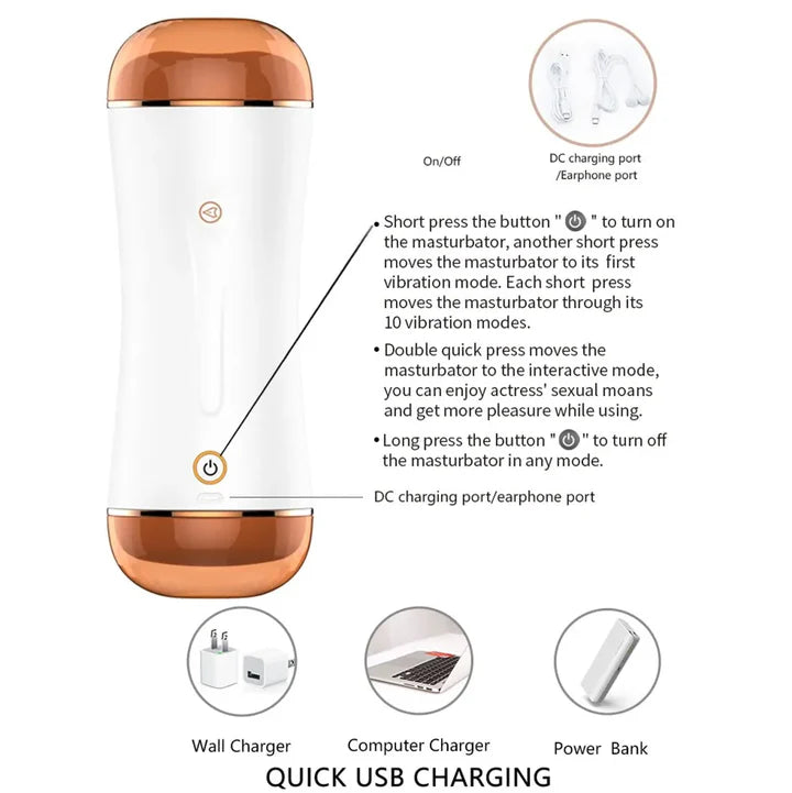 Automatic Dual Channel 10mode vibrator male masturbation Cup