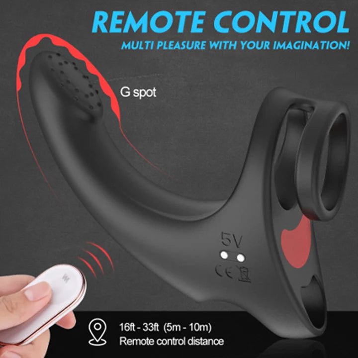 9 Modes Vibrating Penis Massager Ring Dildo Vibrator