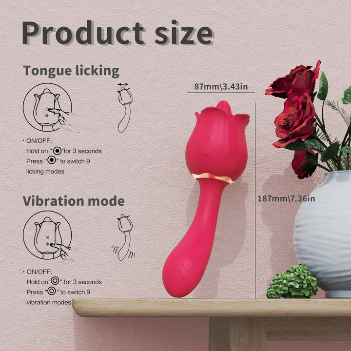 Rose 2 in 1 Clitoral Licking & Vibrating Vibrator