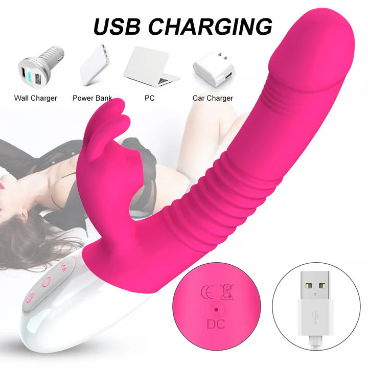 Rabbit Vibrator Sucking Vibration Heating G spot Clit Stimulator Dildo